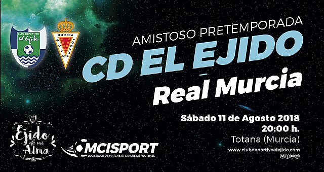 Totana acogerá el amisto de pretemporada entre el Club Deportivo El Ejido y el Real Murcia