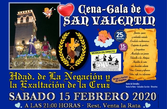 La Hermandad de La Negación celebrará su Cena-gala de San Valentín el sábado 15 de febrero