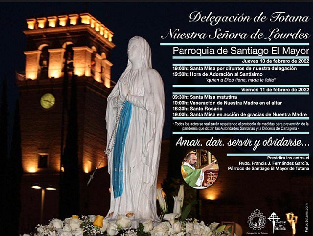La Delegación de Totana de la Hospitalidad de Lourdes celebrará varios actos con motivo de su Festividad