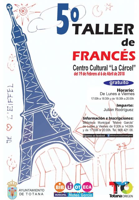 Se organiza el 5° Taller de Francés, del 19 de febrero al 6 de abril, en el Centro Sociocultural 'La Cárcel'