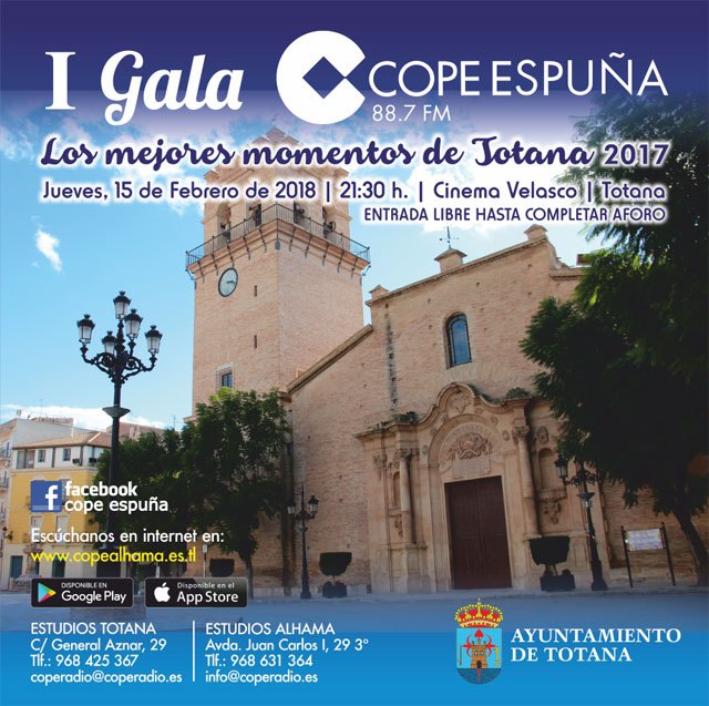La I Gala Cope Espuña tendrá lugar el próximo 15 de febrero