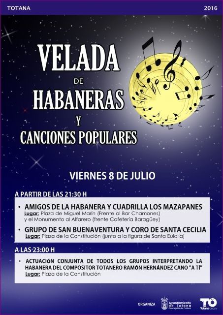 Mañana por la noche se celebra la Velada de Habaneras y Canciones Populares en diversos espacios del casco urbano