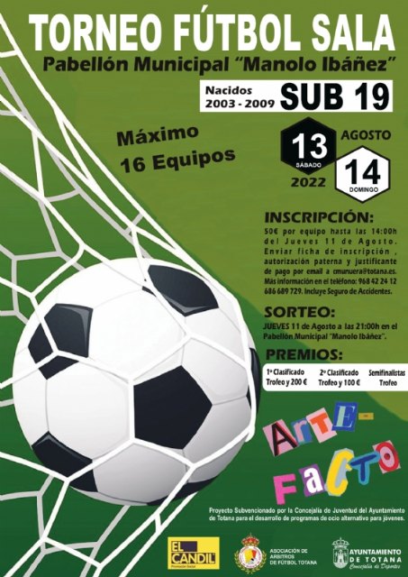 El Pabellón Municipal “Manuel Ibáñez” acogerá la celebración de un torneo de Fútbol Sala en categoría SUB-19