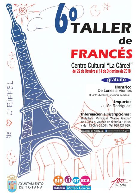 Se organiza el 6° Taller de Francés, del 22 de octubre al 14 de diciembre, de carácter gratuito