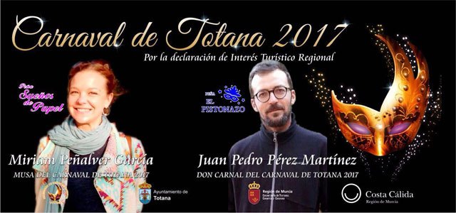 Miriam Peñalver García será 'La Musa' y Juan Pedro Pérez Martínez será 'Don Carnal' de los Carnavales de Totana 2017
