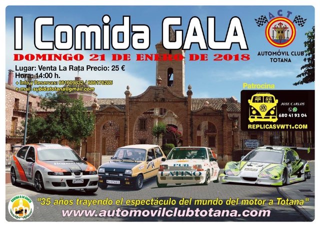El Automóvil Club Totana organiza la 'I comida gala', que tendrá lugar el domingo 21 de enero