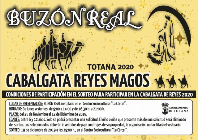 Aprueban las condiciones del sorteo del 'Buzón Real' para participar en la Cabalgata de Reyes 2020