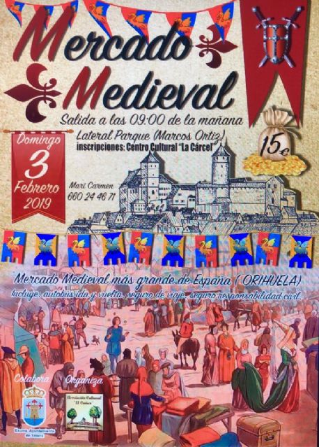 Organizan una visita al Mercado Medieval de Orihuela, el más grande de España, el próximo 3 de febrero