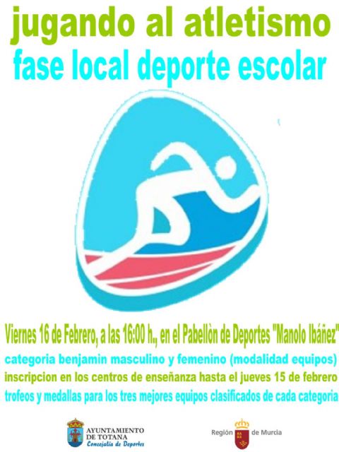 La Fase Local de 'Jugando al atletismo' de Deporte Escolar tendrá lugar mañana en el Pabellón de Deportes 'Manolo Ibáñez'
