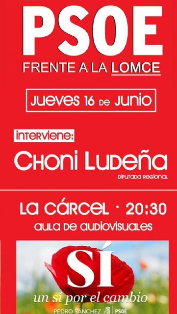 El PSOE de Totana organiza mañana una jornada informativa sobre la LOMCE