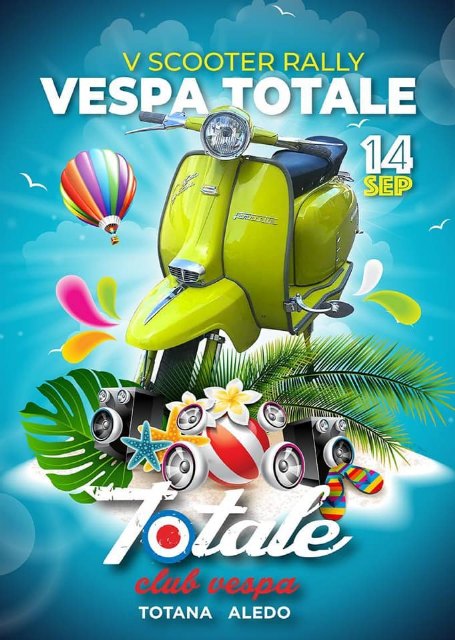 El V scooter rally Club Vespa Totale tendrá lugar el próximo 14 de septiembre