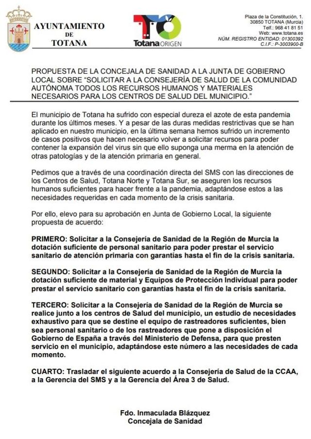 La concejala de Sanidad sale al paso de la nota de prensa del PSOE