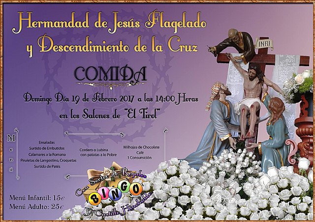 La Hermandad de Jesús Flagelado organiza una comida de hermandad el próximo domingo 19 de febrero