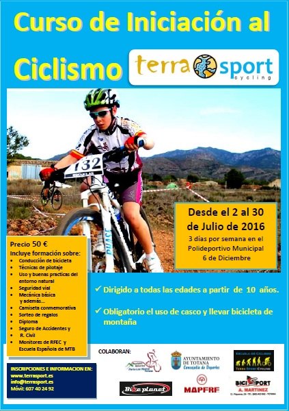 La empresa totanera Terra Sport Cycling organiza un curso de Iniciación al Ciclismo, que tendrá lugar en julio en Totana