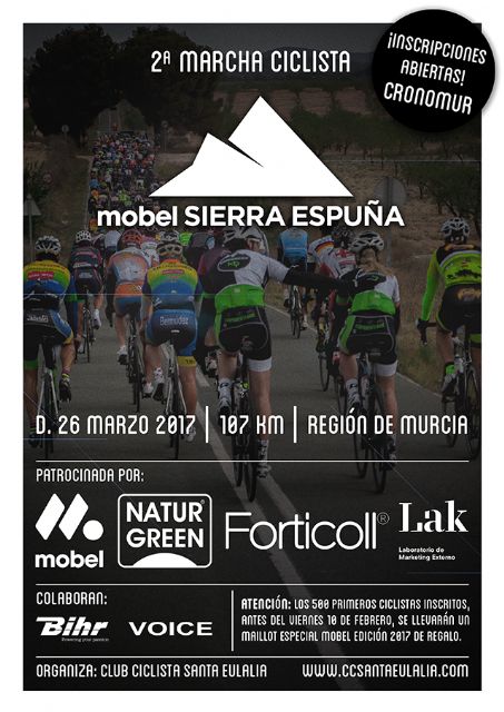 Abiertas las inscripciones para la 2ª Marcha Ciclista 'Mobel Sierra Espuña'