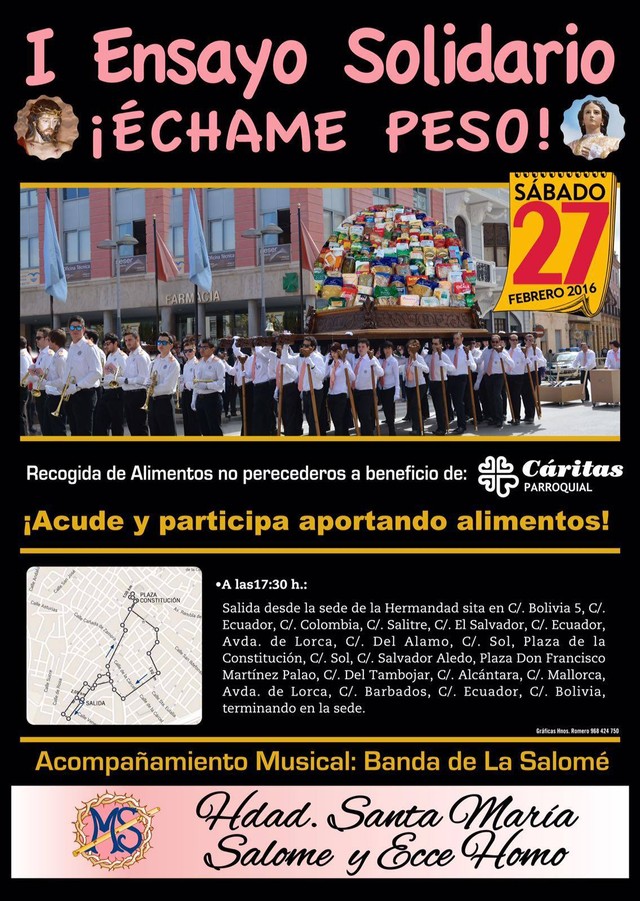 La Hermandad de Santa María Salomé y Ecce Homo organiza el I Ensayo Solidario 'Échame peso'
