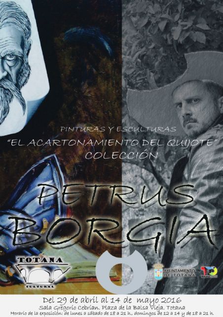 La sala de exposiciones 'Gregorio Cebrián' acoge la colección de pinturas y esculturas 'El acartonamiento del Quijote', de Petrus Borgia