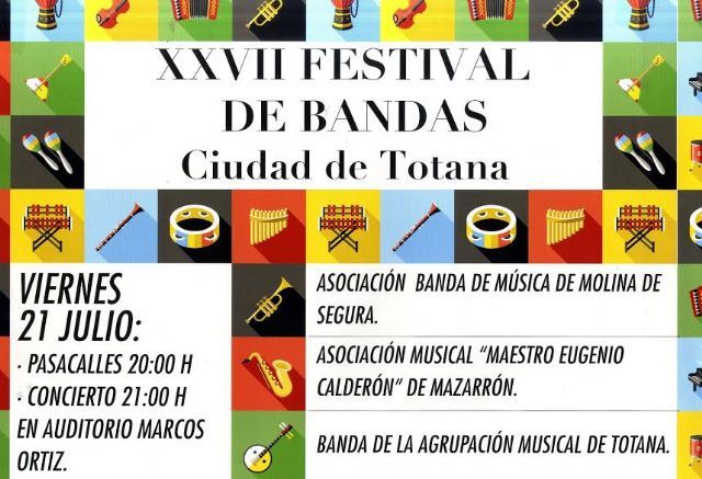 El XXVII Festival de Bandas 'Ciudad de Totana' se celebra esta noche recuperando una actividad que no se celebraba desde el año 2011