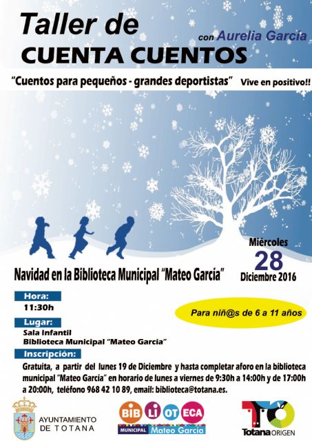 Cultura organiza un 'Cuentacuentos de Navidad' el próximo 28 de diciembre, dirigido por la escritora Aurelia García