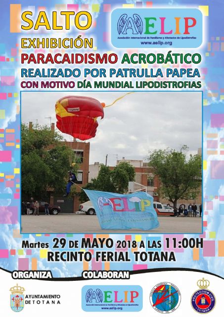 El Ayuntamiento y AELIP organizan el próximo 29 de mayo el Salto Acrobático de la Patrulla PAPEA con motivo del Día Mundial de las Lipodistrofias