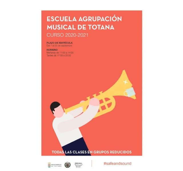 Este viernes finaliza el plazo de matrícula de la Escuela de Música de la Agrupación Musical de Totana para el curso 2020/21