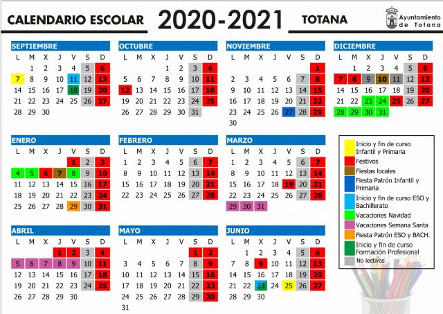 El curso escolar 2020/21 en el municipio de Totana comenzará en Educación Infantil y Primaria el 7 de septiembre
