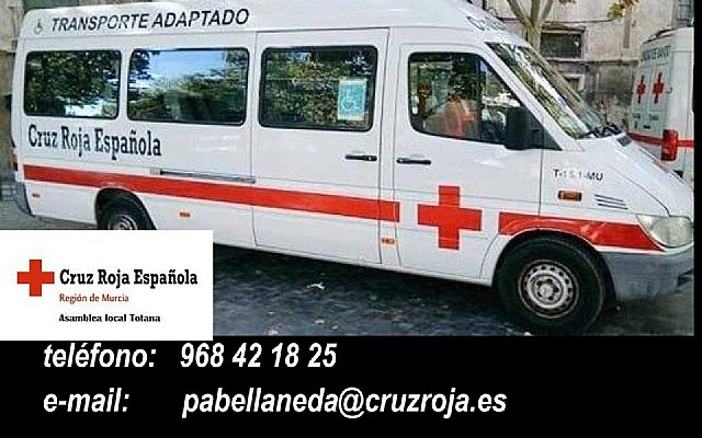 Cruz Roja de Totana pone a disposición de las personas que tengan reducción de movilidad vehículo adaptado para desplazamiento a Lorca