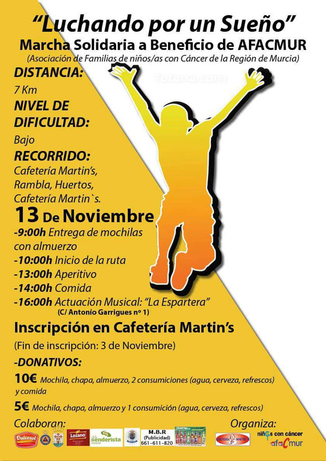 El domingo 13 de noviembre tendrá lugar una marcha solidaria a beneficio de AFACMUR ' Luchando por un sueño'