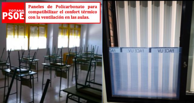 El Grupo Municipal Socialista pide la instalación de Paneles de Policarbonato en las aulas de los Centros Educativos de Totana lo antes posible