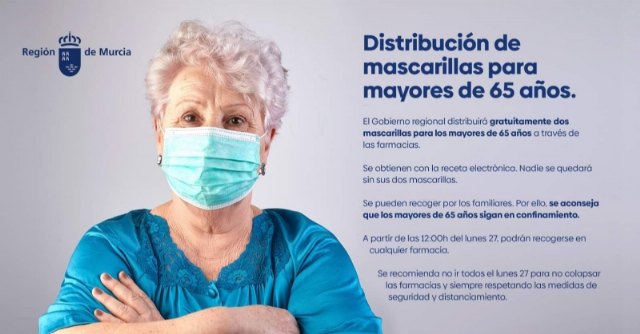 Las personas mayores de 65 años pueden solicitar desde hoy lunes en las farmacias de la Región dos mascarillas quirúrgicas con su receta electrónica