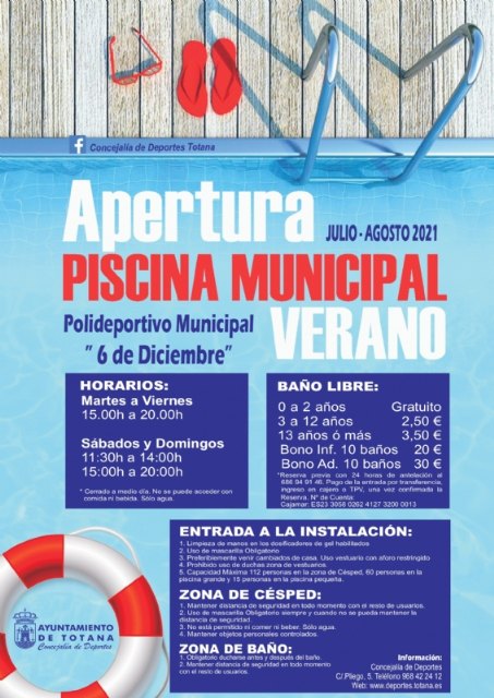 Mañana 28 de julio se abren al público las piscinas del Polideportivo Municipal “6 de Diciembre” tras las obras acometidas en los últimos meses