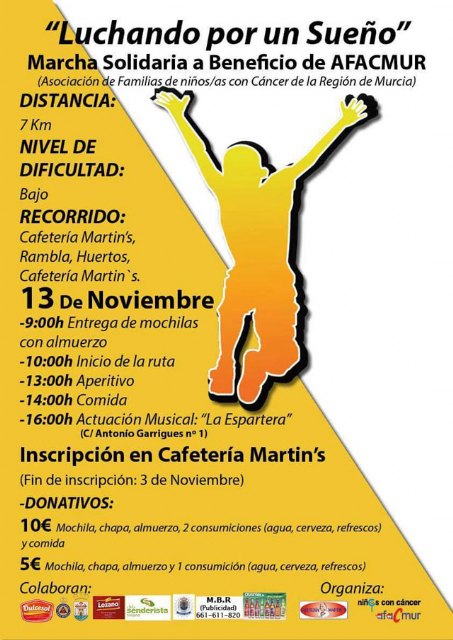 La Marcha Solidaria a beneficio de AFACMUR será el domingo día 13 de noviembre