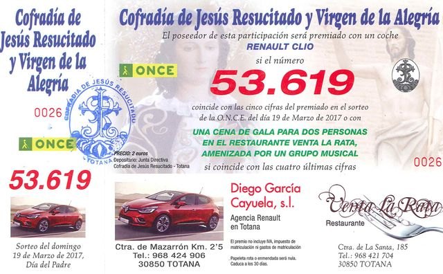 La Cofradía de Jesús Resucitado organiza una campaña de colaboración a través de un sorteo