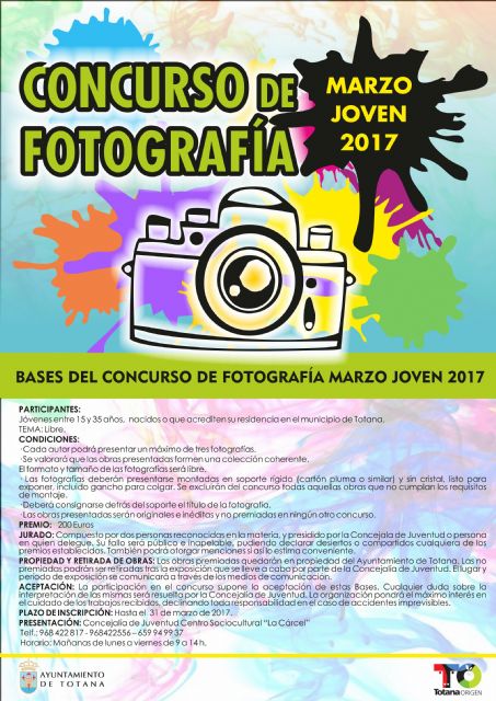 El plazo de presentación de trabajos del Concurso de Fotografía 'Marzo Joven' finaliza este viernes