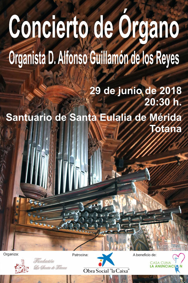 El Santuario de Santa Eulalia acogerá mañana un concierto de órgano a cargo de Alfonso Guillamón de los Reyes