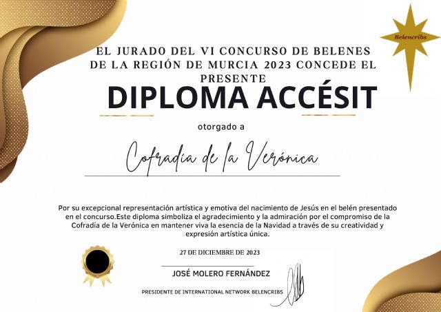 El Belén de la Verónica obtiene un Diploma Accésit del concurso regional de belenes