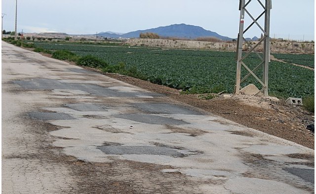 La Consejería de Agricultura incluye tres caminos rurales de Totana de los 37 de la Región elegidos para su adecuación por un importe total de 6 millones de euros